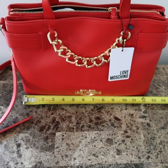 LOVE MOSCHINO BORSA PU ROSSO SATCHEL BAG - Picture 13 of 15